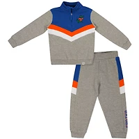 Ensemble sweat-shirt et pantalon de survêtement Clarence en polaire gris chiné Colosseum pour tout-petits Florida Gators