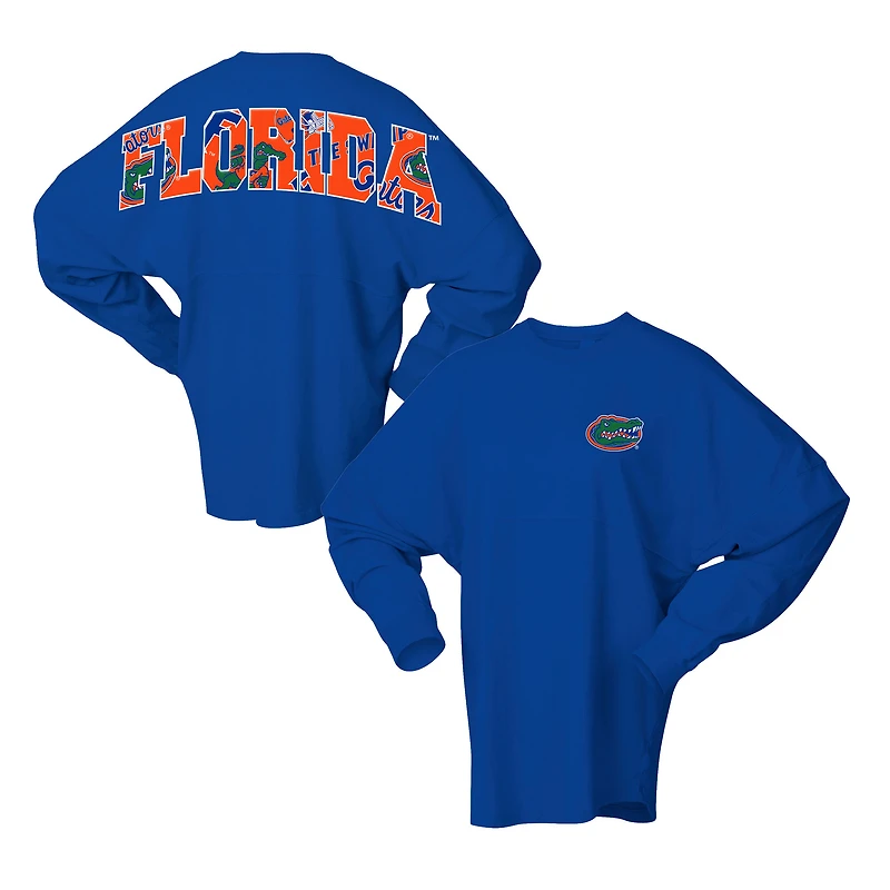 T-shirt unisexe à manches longues style Preppy surdimensionné Spirit Jersey Royal Florida Gators