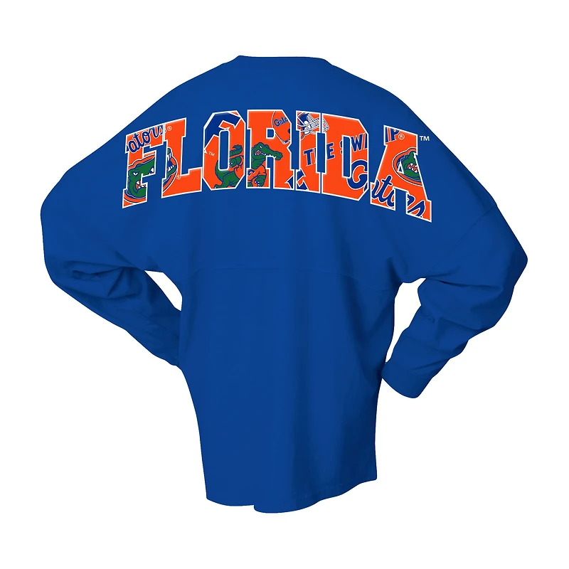 Unisex Spirit Jersey Royal Florida Gators Oversized Preppy Long Sleeve T-Shirt