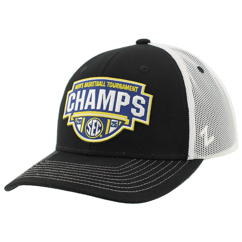 Unisex Zephyr  Black/White Florida Gators 2025 SEC Men's Basketball Conference Tournament Champions Locker Room Adjustable Trucker Hat