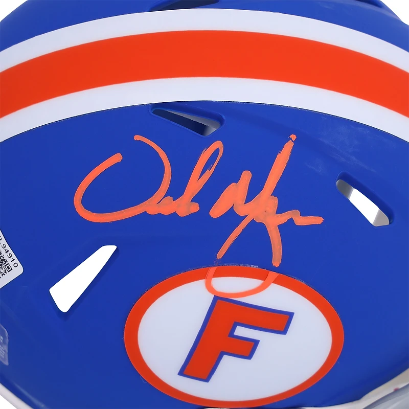 Urban Meyer Florida Gators Autographed Blue Throwback Speed Mini Helmet - BAS