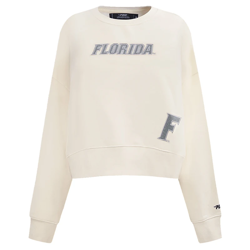Women's Pro Standard Cream Florida Gators French Terry Boxy Cropped Pullover Crewneck