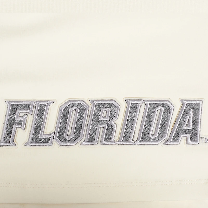 Women's Pro Standard Cream Florida Gators Reverse French Terry Boxy Cropped T-Shirt