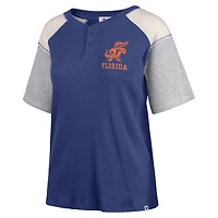 Women's '47 Royal Florida Gators Underline Harvey Colorblock Raglan Henley T-Shirt