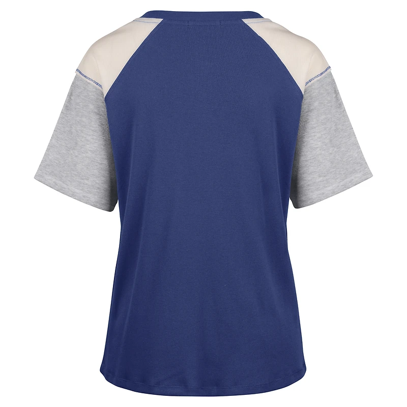 Women's '47 Royal Florida Gators Underline Harvey Colorblock Raglan Henley T-Shirt