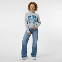 Sweat-shirt à col rond Champion pour femme, gris chiné, écusson académique Florida Gators, Powerblend