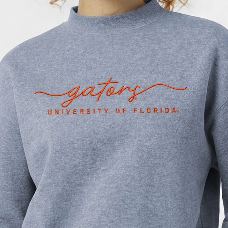 Women's Champion Light Blue Florida Gators Triumph Mock Neck Sweatshirt