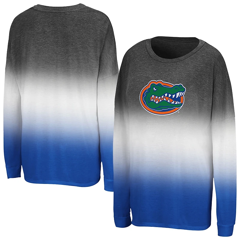 Women's Colosseum Heather Black Florida Gators Winkle Dip Dye Long Sleeve T-Shirt