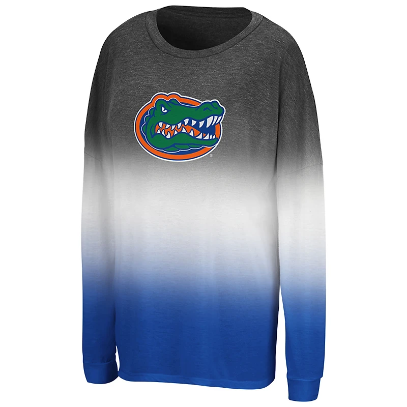 Women's Colosseum Heather Black Florida Gators Winkle Dip Dye Long Sleeve T-Shirt