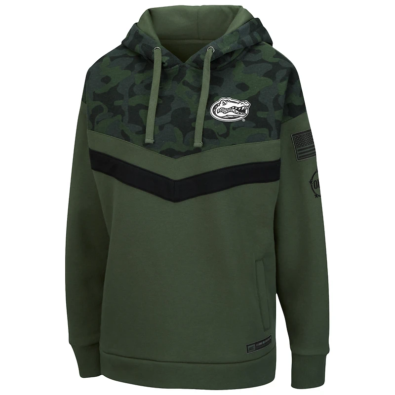 Women's Colosseum Olive/Camo Florida Gators OHT Military Appreciation Extraction Chevron Pullover Hoodie