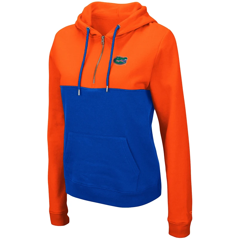 Women's Colosseum Orange/Royal Florida Gators Aidan Lightweight Half-Zip Hoodie