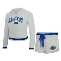 Women's Concepts Sport Gray/Royal Florida Gators Whitley Long Sleeve Hoodie Top & Shorts Set