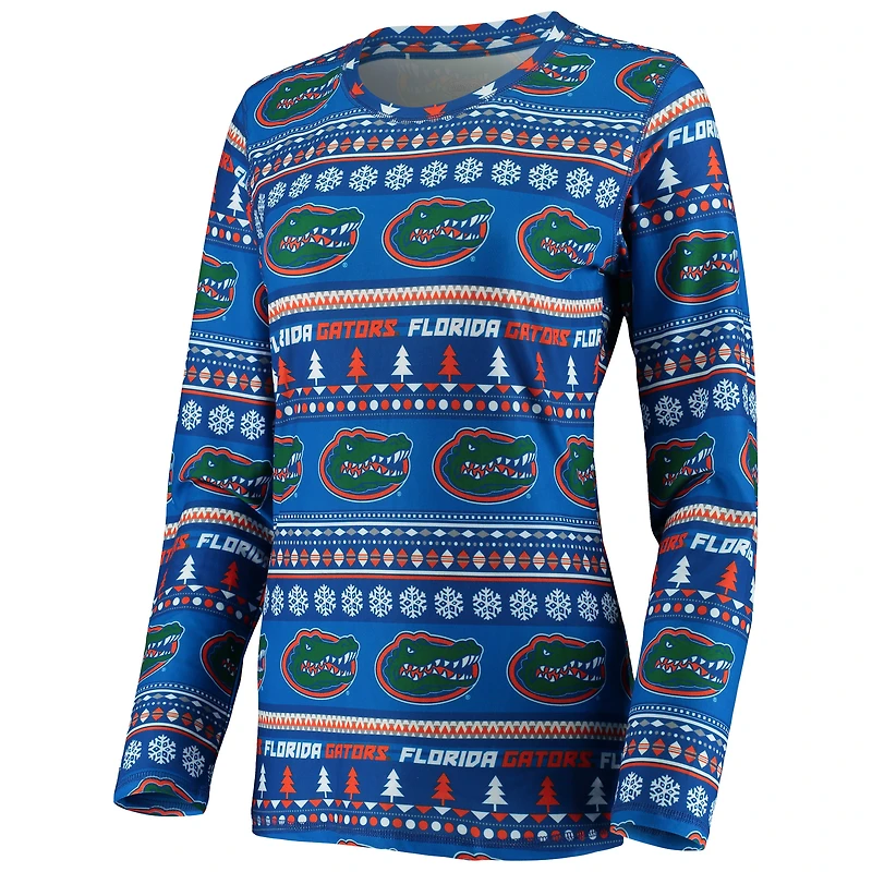 Women's Concepts Sport Royal Florida Gators Holiday Long Sleeve Top & Pants Sleep Set
