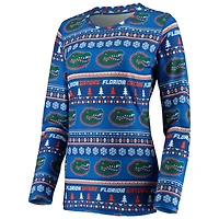 Women's Concepts Sport Royal Florida Gators Holiday Long Sleeve Top & Pants Sleep Set