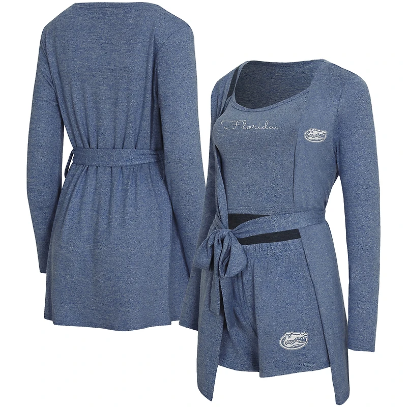 Ensemble trois pièces pour femme Concepts Sport Royal Florida Gators Rigor : débardeur, short et peignoir