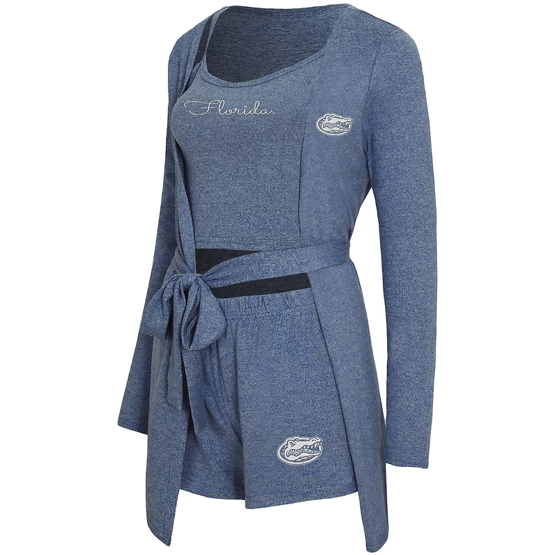 Ensemble trois pièces pour femme Concepts Sport Royal Florida Gators Rigor : débardeur, short et peignoir