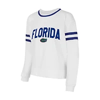Women's Concepts Sport  White Florida Gators Borough French Terry Arch Over Long Sleeve Top