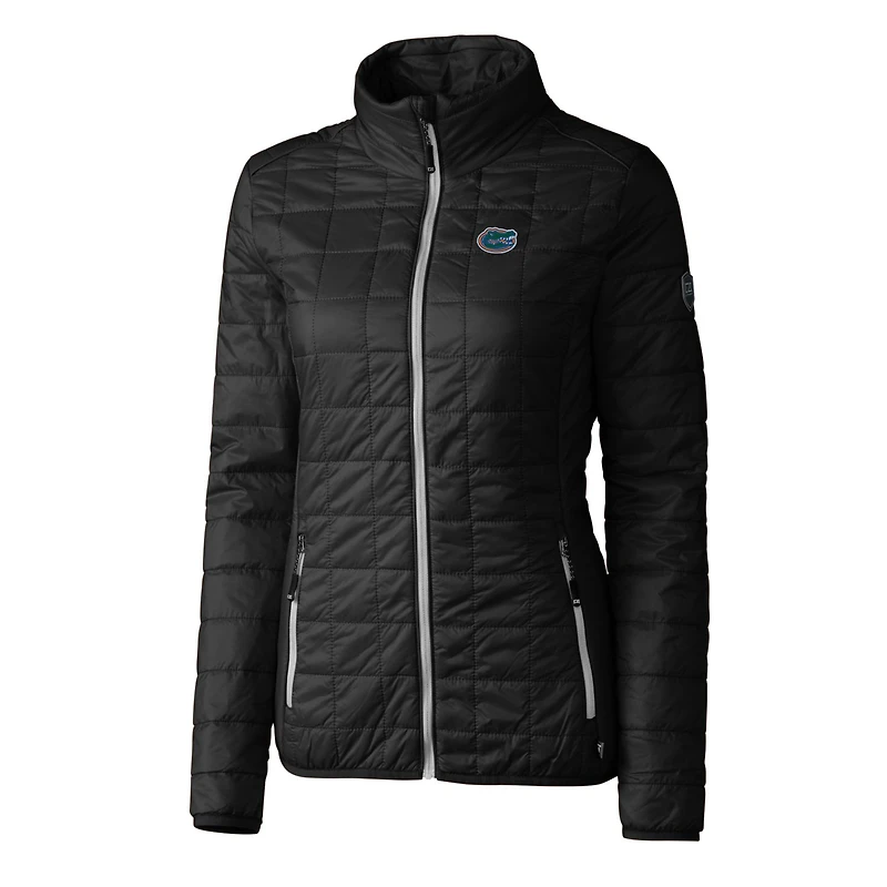 Women's Cutter & Buck Black Florida Gators Rainier Eco Insulated Puffer Full-Zip Jacket