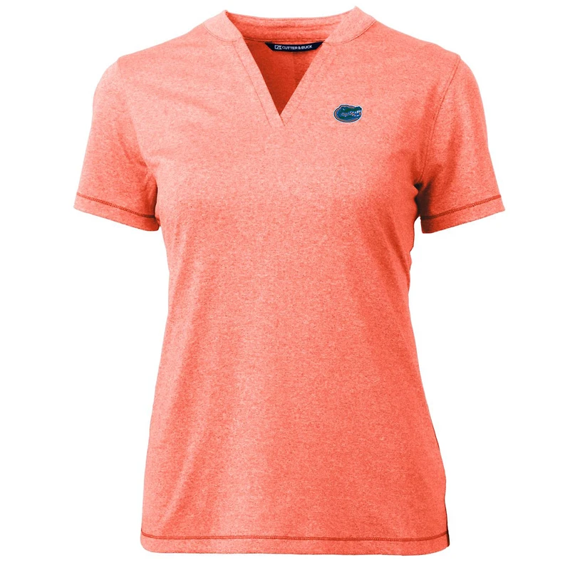 Women's Cutter & Buck Heather Orange Florida Gators Forge Blade V-Neck Top