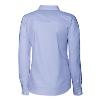 Women's Cutter & Buck Powder Blue Florida Gators Oxford Stripe Stretch Long Sleeve Button-Up Shirt