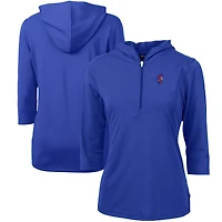 Women's Cutter & Buck  Royal Florida Gators Swinging Gator DryTec Virtue Eco Pique Recycled Half-Zip Pullover Hoodie
