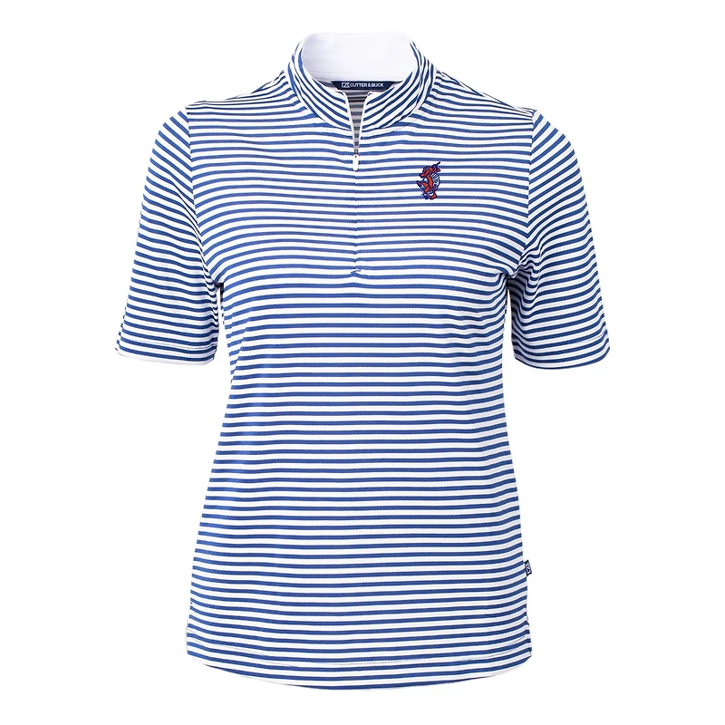 Women's Cutter & Buck  Royal Florida Gators Swinging Gator DryTec Virtue Eco Pique Stripe Recycled Polo