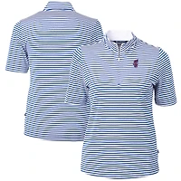 Women's Cutter & Buck  Royal Florida Gators Swinging Gator DryTec Virtue Eco Pique Stripe Recycled Polo
