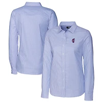 Women's Cutter & Buck  Royal Florida Gators Swinging Gator Stretch Oxford Stripe Long Sleeve Button-Up Shirt