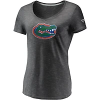 Women's Fanatics Charcoal Florida Gators Primary Logo Space-Dye V-Neck T-Shirt