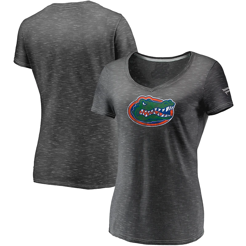 T-shirt à col en V avec logo principal Fanatics Charcoal Florida Gators pour femmes
