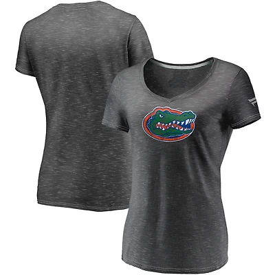 T-shirt à col en V avec logo principal Fanatics Charcoal Florida Gators pour femmes