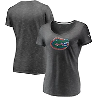 T-shirt à col en V avec logo principal Fanatics Charcoal Florida Gators pour femmes