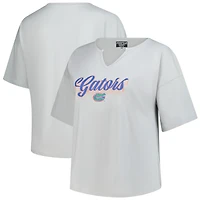 T-shirt gris à col cranté pour femme Fanatics Florida Gators, grande taille, Winning Gear