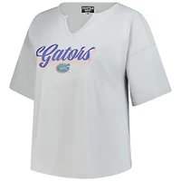 T-shirt gris à col cranté pour femme Fanatics Florida Gators, grande taille, Winning Gear