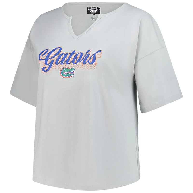 Women's Fanatics Gray Florida Gators Plus Winning Gear Notch Neck T-Shirt