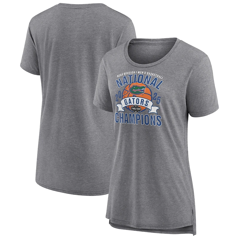 Women's Fanatics Heather Gray Florida Gators 2025 NCAA Men's Basketball National Champions Vintage Tri-Blend T-Shirt