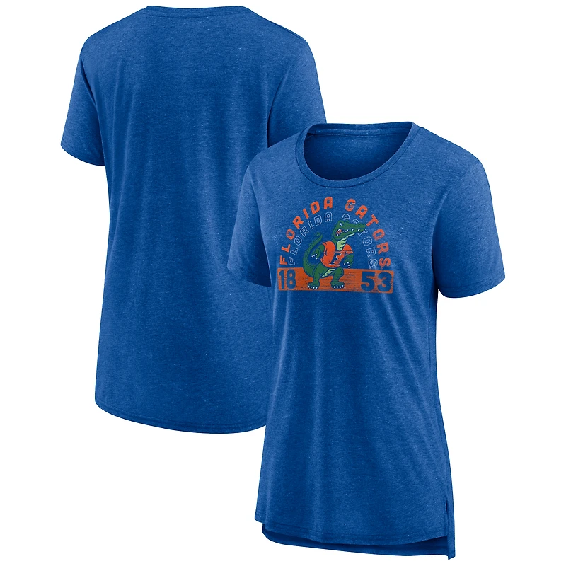 Women's Fanatics Heather Royal Florida Gators Badge Fade Tri-Blend T-Shirt