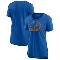 Women's Fanatics Heather Royal Florida Gators Badge Fade Tri-Blend T-Shirt
