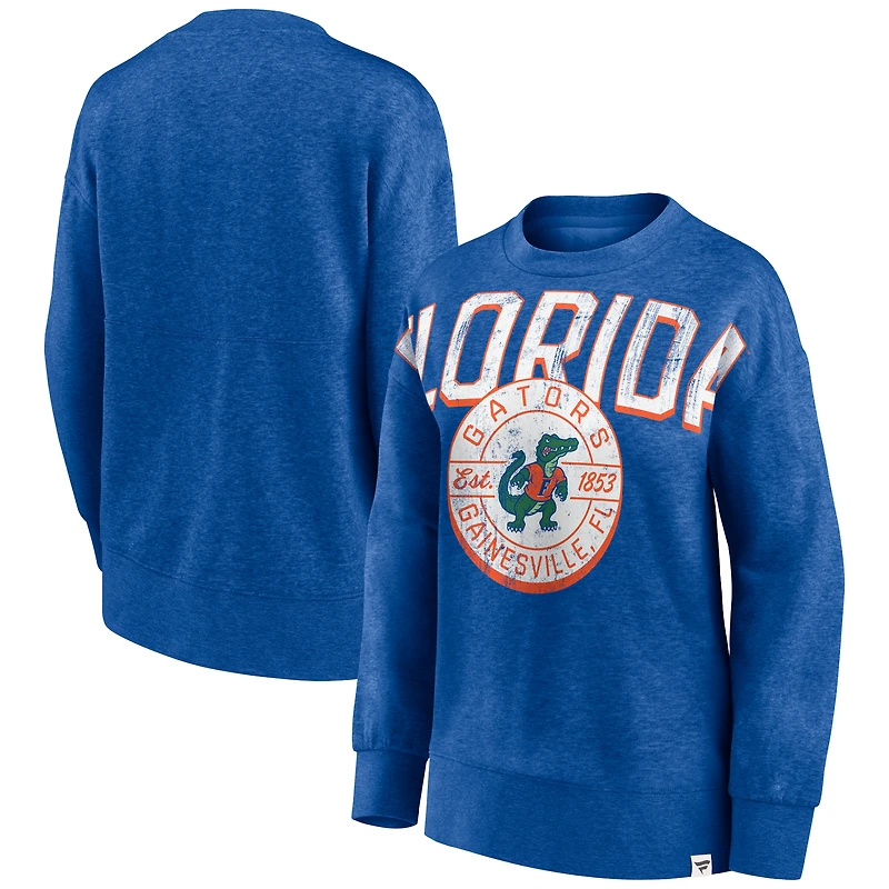 Women's Fanatics Heathered Royal Florida Gators Jump Distribution Pullover Sweatshirt