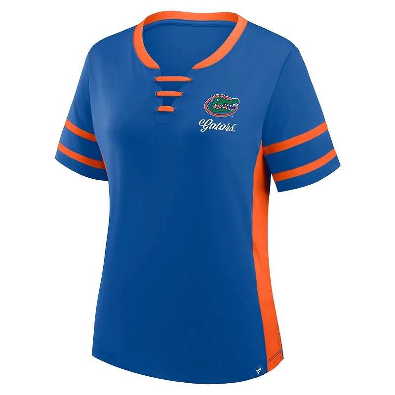 T-shirt à lacets Fanatics Royal/Orange Florida Gators Be Fearless Athena pour femme