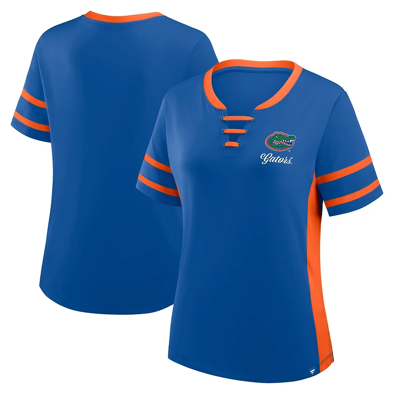 T-shirt à lacets Fanatics Royal/Orange Florida Gators Be Fearless Athena pour femme
