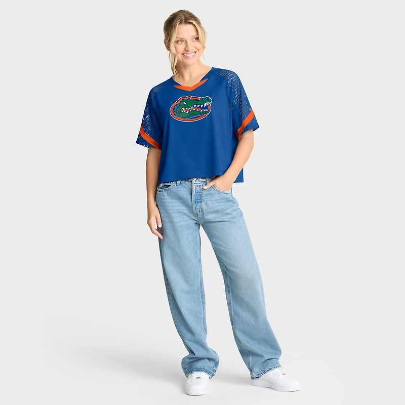Women's Fanatics Royal Florida Gators Oversized Raglan V-Neck Fashion Jersey