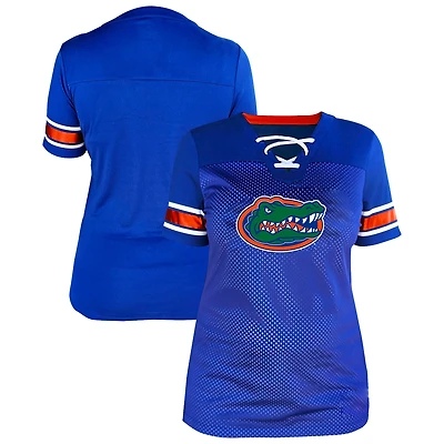 Women's Fanatics Royal Florida Gators Plus Mesh Overlay Lace-Up Jersey T-Shirt