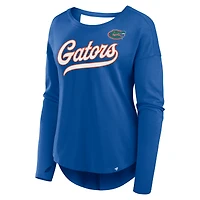 T-shirt à manches longues et col en V pour femme Fanatics Royal Florida Gators Training Camp Core