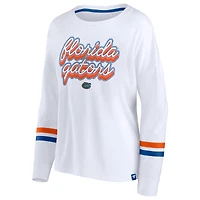 Women's Fanatics White Florida Gators Retro Power Striped Long Sleeve T-Shirt