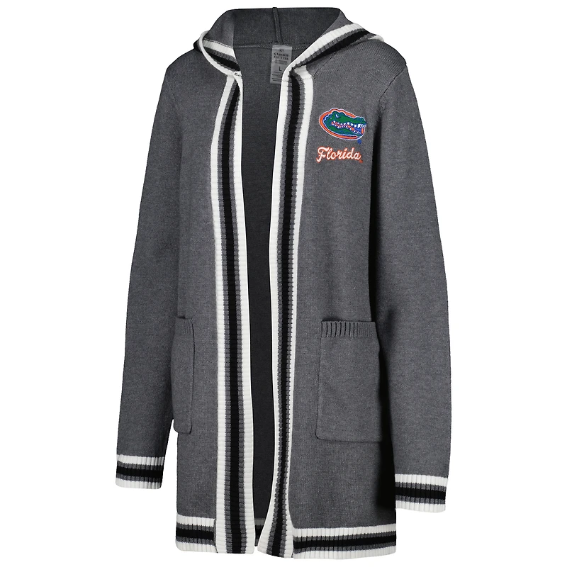 Gameday Couture Charcoal Florida Gators One More Round Tri-Blend Cardigan rayé pour femme