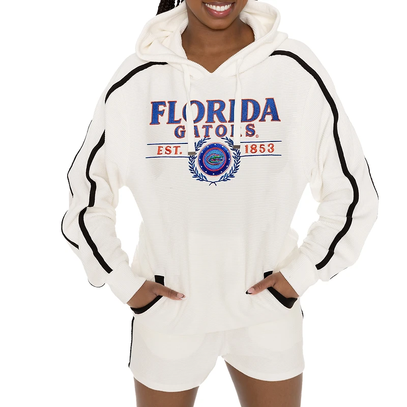 Women's Gameday Couture Cream Florida Gators Down, Set, Go Pullover Hoodie and Shorts Set