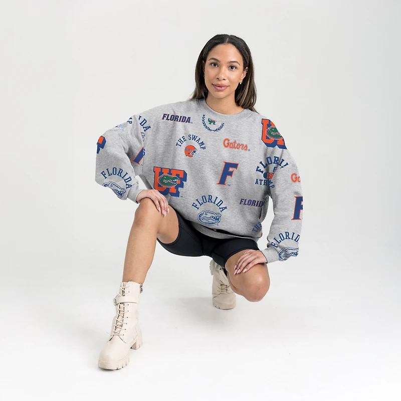 Sweat-shirt en molleton gris Gameday Couture pour femme, motif Always On Repeat des Florida Gators