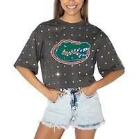 Women's Gameday Couture Gray Florida Gators Go Time Rhinestone Crop T-Shirt