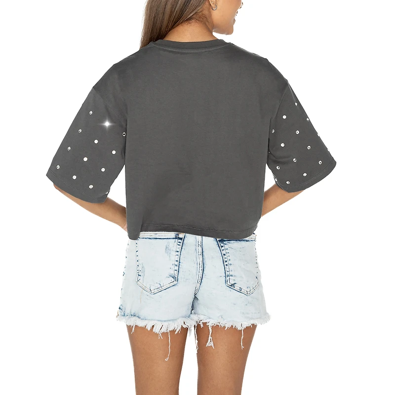 T-shirt court à strass pour femme Gameday Couture gris Florida Gators Go Time